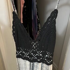 Xhilaration Black Crochet Bodice Maxi Dress